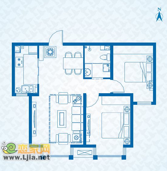 建筑面積約：82-85平米,二室二廳一衛(wèi)
