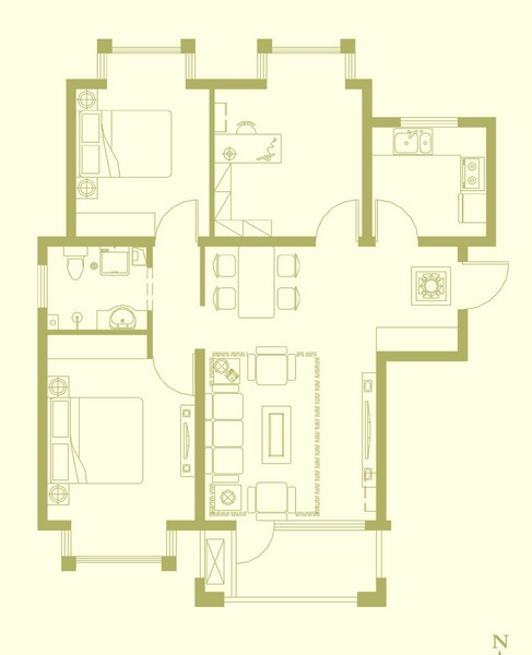  建筑面積約108.55平米 三室二廳一衛(wèi)