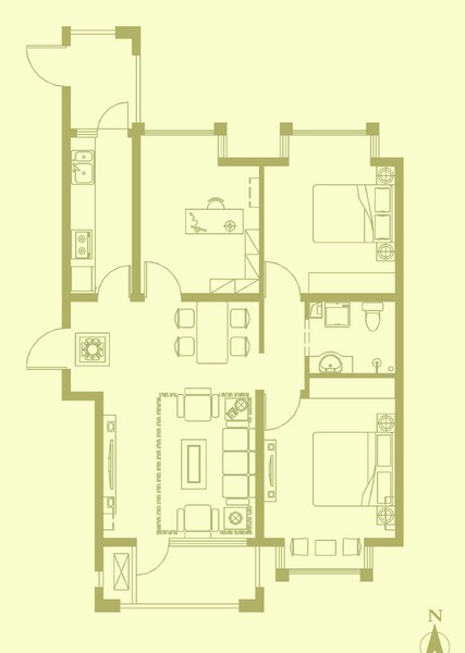 建筑面積約116.7平米 三室二廳一衛(wèi)