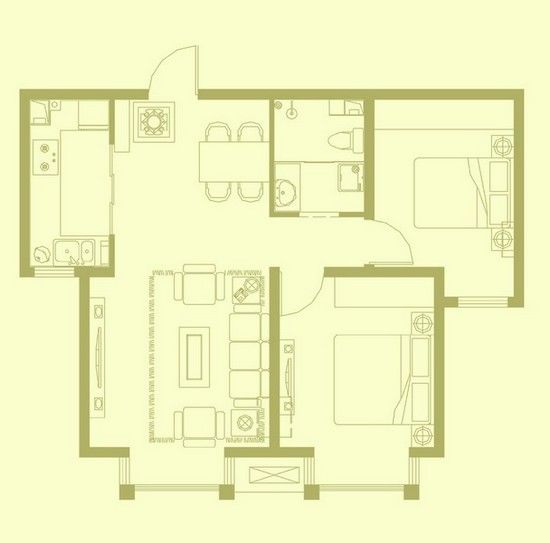  建筑面積約86.83平米 二室二廳一衛(wèi)