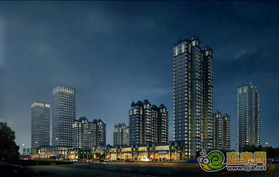 御景江山城沿街夜間效果圖