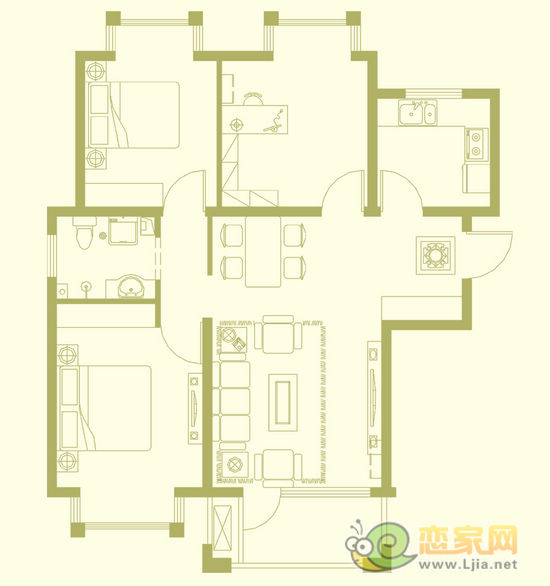 11#樓，108平米，三室二廳一衛(wèi)