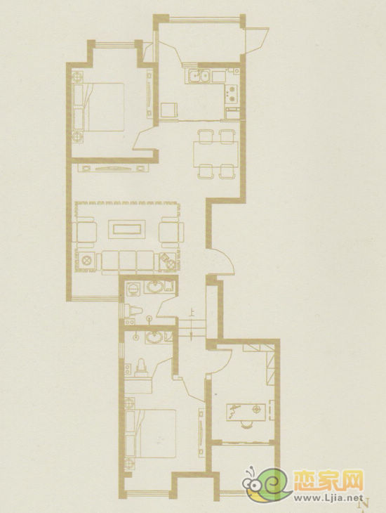 12#樓，三室二廳二衛(wèi)，120平米