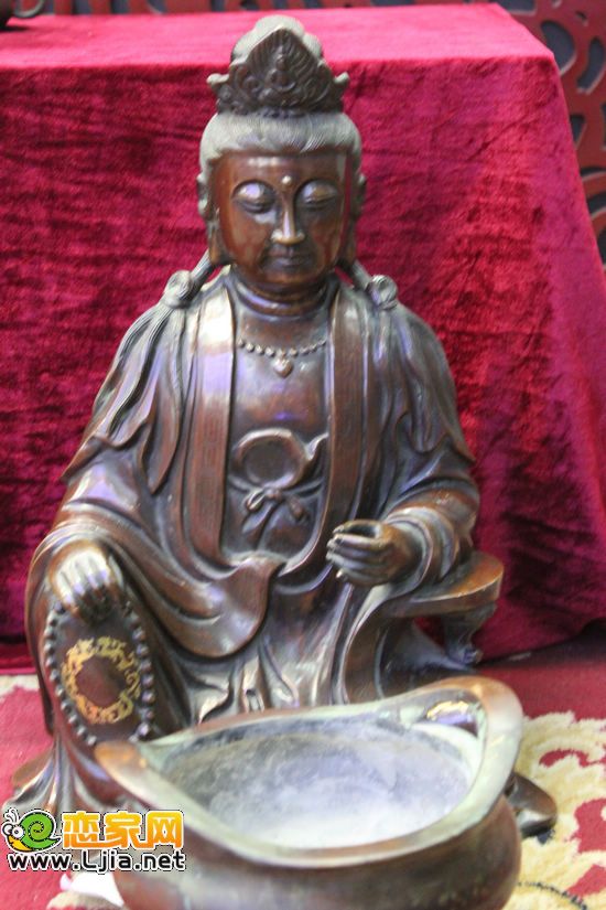 銅觀音香爐一套