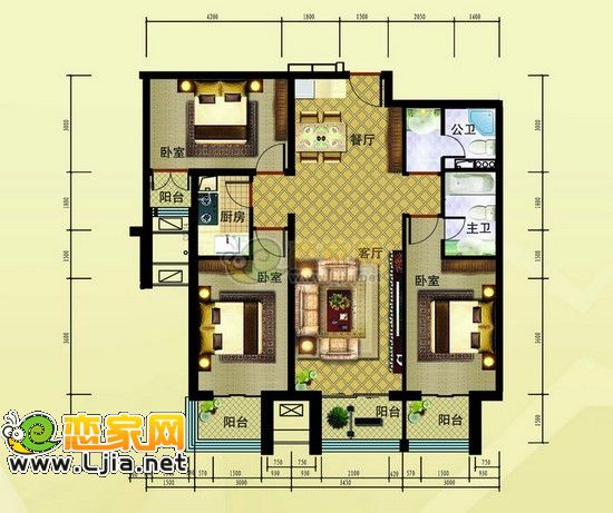 金世紀新城 三室兩廳兩衛(wèi) 130平方米