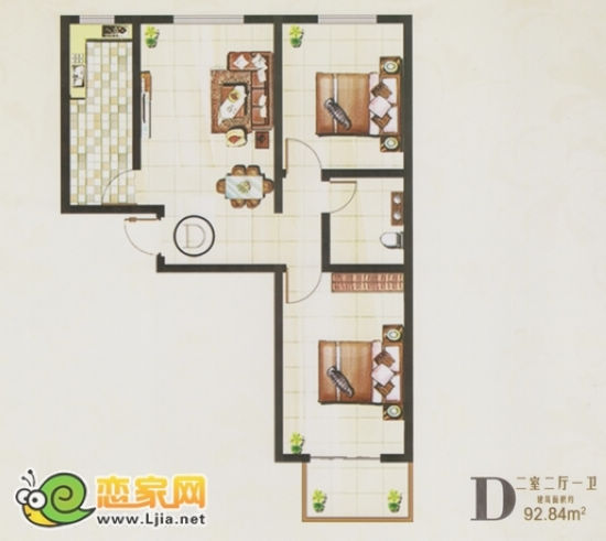 邯鄲玉如意二室二廳一衛(wèi) 92.84平米