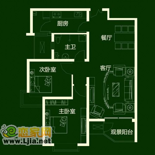 A2戶型樣板間布局圖