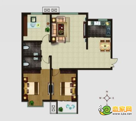 增阜盛世鑫苑E戶型 三室兩廳兩衛(wèi)