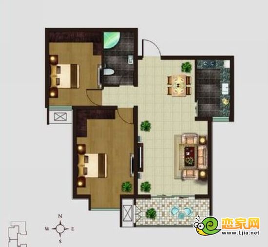 增阜盛世鑫苑B2戶(hù)型 兩房?jī)蓮d一衛(wèi)