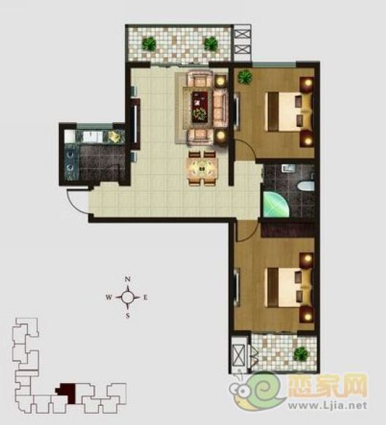 增阜盛世鑫苑C1戶(hù)型 兩室兩廳一衛(wèi)