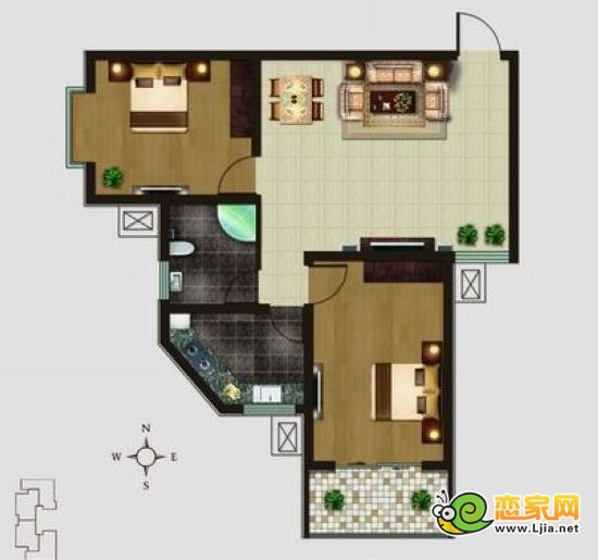 增阜盛世鑫苑C3戶(hù)型 兩室兩廳一衛(wèi)