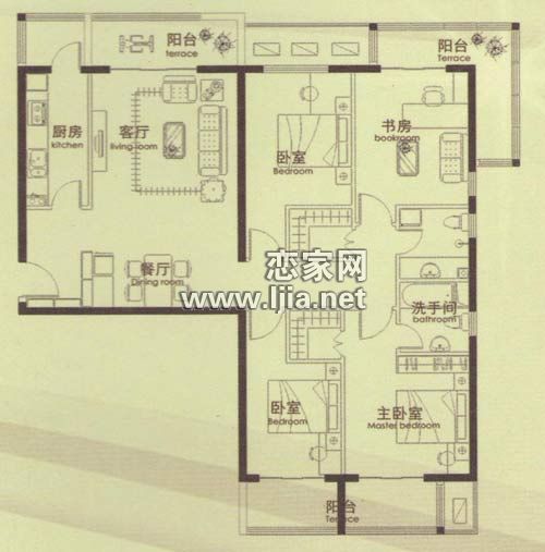 金世紀(jì)新城經(jīng)典戶型 四室二廳二衛(wèi) 