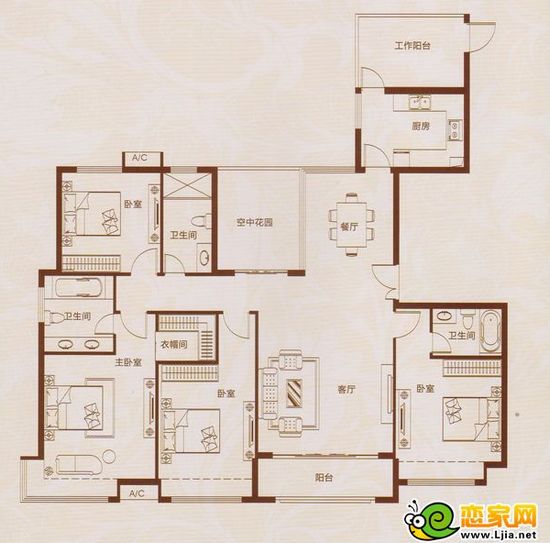 龍湖公館16#01戶型 四室兩廳三衛(wèi)