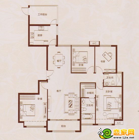龍湖公館16#02戶型 四室兩廳兩衛(wèi)