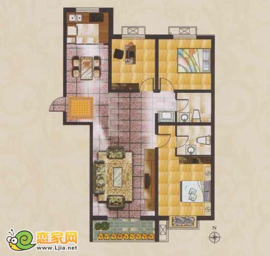 鴻基行政公館C1/C2戶型 三室兩廳兩衛(wèi)