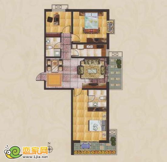 鴻基行政公館D1/D2戶型 三室兩廳兩衛(wèi)