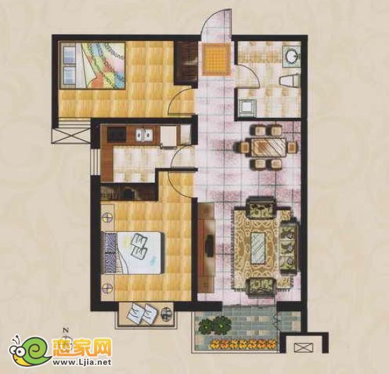 鴻基行政公館F1/F2戶型 兩室兩廳一衛(wèi)