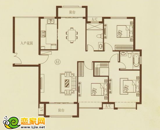 龍湖公館15號(hào)樓戶型 三室兩廳兩衛(wèi)