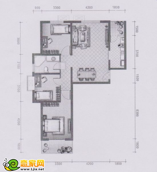 卓昱南苑C1戶型 三室兩廳一衛(wèi)