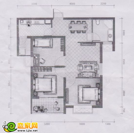 卓昱南苑D2戶型 三室兩廳一衛(wèi)