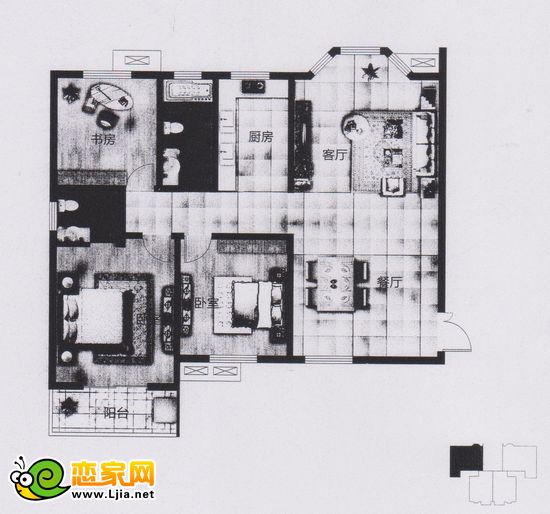 創(chuàng)鑫陽光城二期A戶型 三室兩廳兩衛(wèi) 
