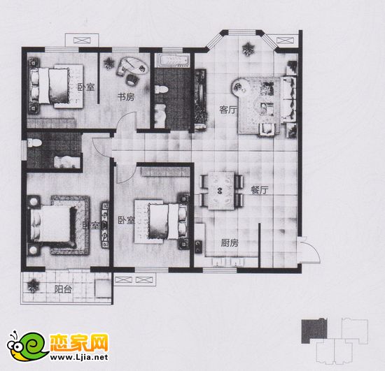 創(chuàng)鑫陽光城二期C戶型 四室兩廳兩衛(wèi)