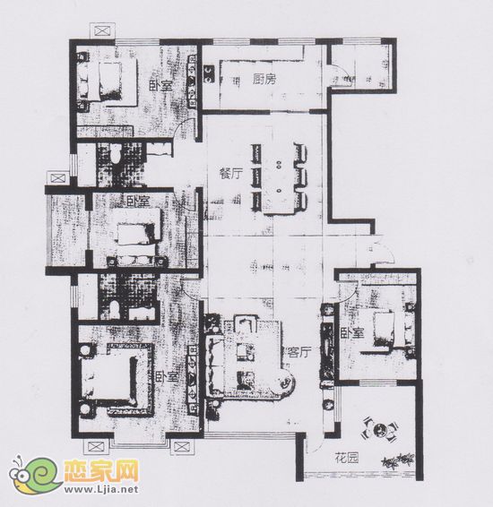 創(chuàng)鑫華城B戶型 四室兩廳兩衛(wèi)