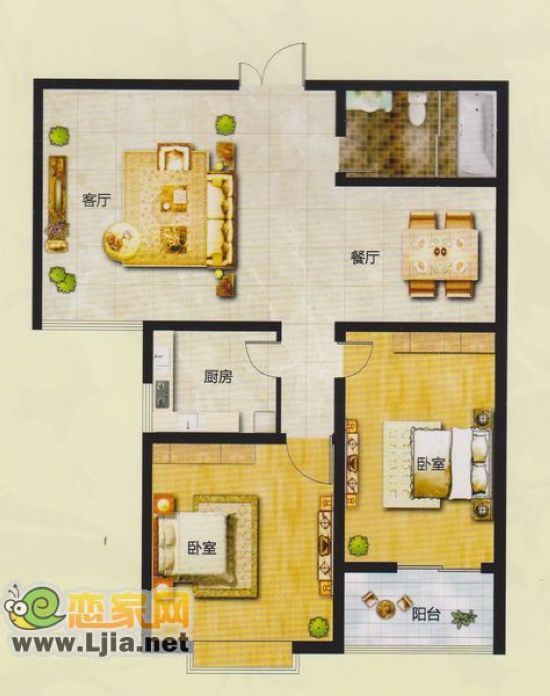 創(chuàng)鑫陽光城B戶型 三室二廳二衛(wèi) 