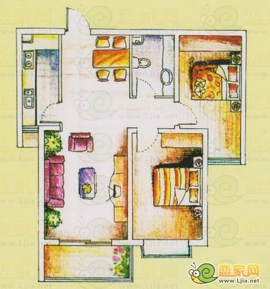 城市西景：生活私署 二房二廳一衛(wèi) 87-93平米