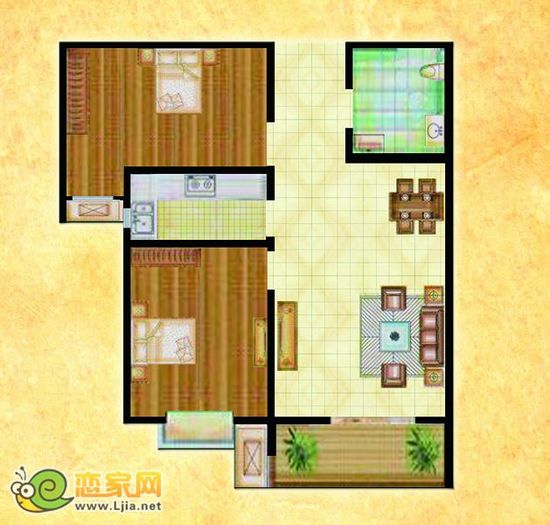 8#D戶(hù)型 二室二廳一衛(wèi) 85平米
