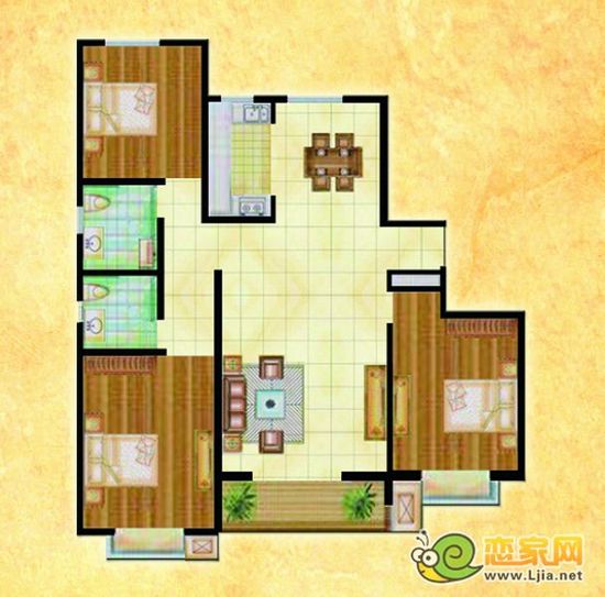 4#G戶(hù)型 三室二廳二衛(wèi) 145平米