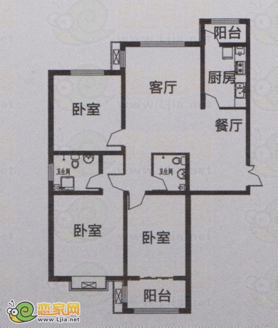 G戶型 三室二廳二衛(wèi) 147.11平米