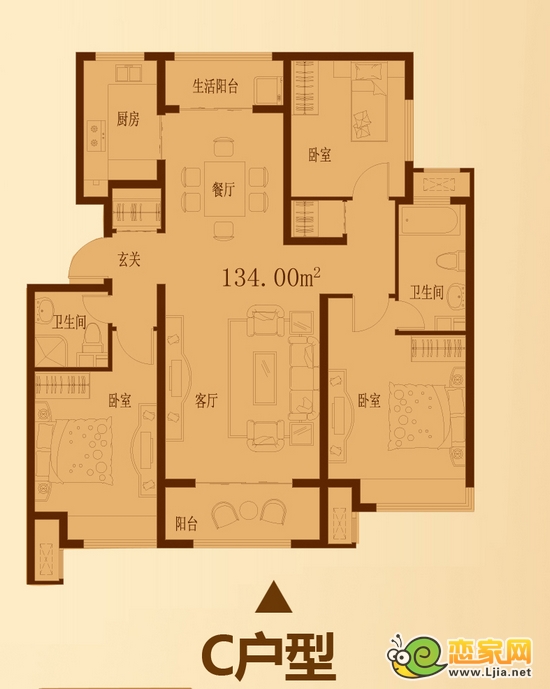景觀城C戶型 134平米