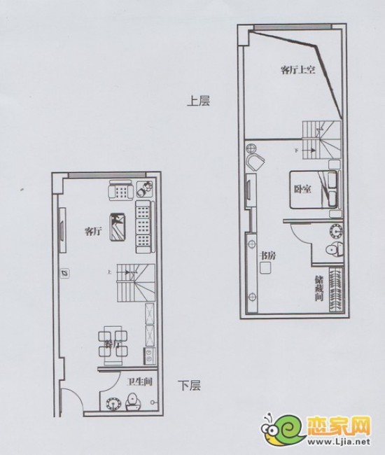 名仕公館lotf戶型 B戶型 一室二廳二衛(wèi) 48平米