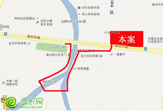 沿聯(lián)紡路前往陽(yáng)光三龍商業(yè)廣場(chǎng)售樓部路線
