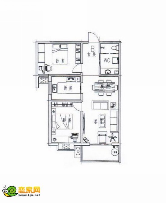 6號樓A單元B戶型 建筑面積：96.83㎡