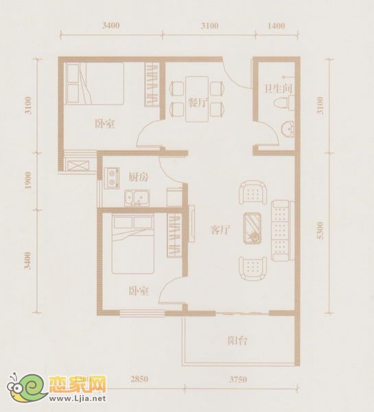 漢城華都83.43平米戶(hù)型圖