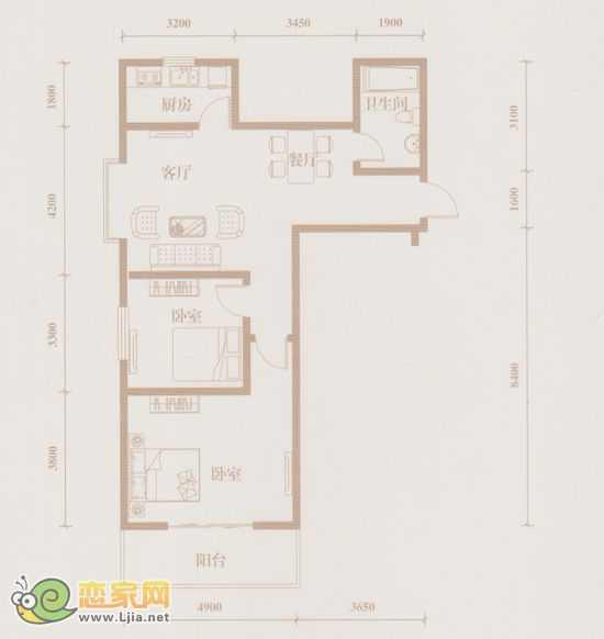 106平米 兩室兩廳一衛(wèi)