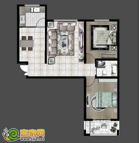 兩室兩廳一衛(wèi) 98.96平米 1/2/5#樓