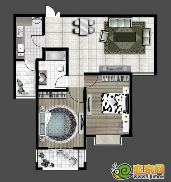 兩室兩廳一衛(wèi) 106.91平米 1/2/5#樓