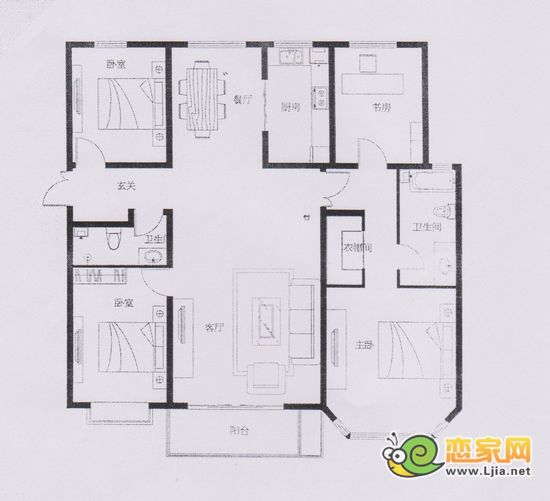 趙都新城 C戶型 四室兩廳兩衛(wèi) 面積約174.68 ㎡