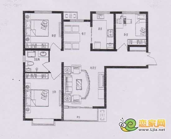 趙都新城 D戶型 三室兩廳一衛(wèi) 面積約108.22㎡