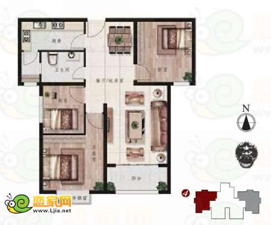 叢臺(tái)花園戶型圖 三室兩廳一衛(wèi)