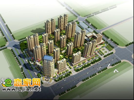 金色漫城總體（一、二期）遠(yuǎn)景鳥瞰效果圖