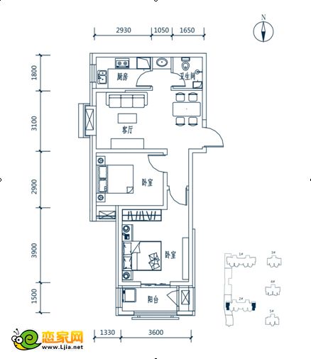 2-a     約84.29㎡     兩室兩廳一衛(wèi)