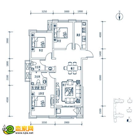 5-a     約129.66㎡    三室兩廳兩衛(wèi)