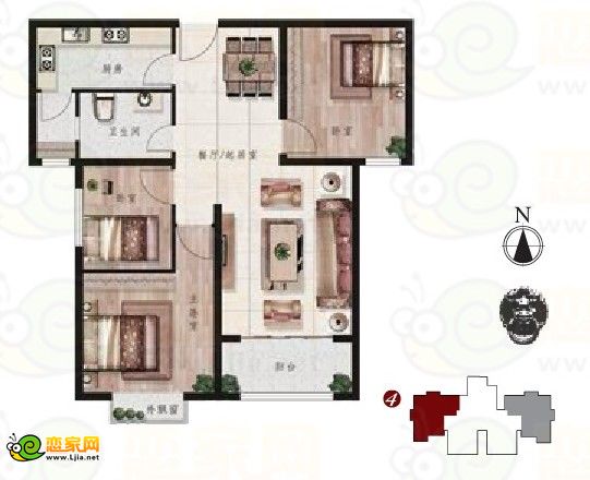 三室兩廳一衛(wèi)   建筑面積約為：101.57平方米