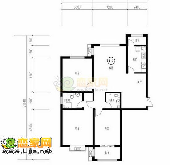 G戶型  三室兩廳兩衛(wèi)  面積約為：147.11平米
