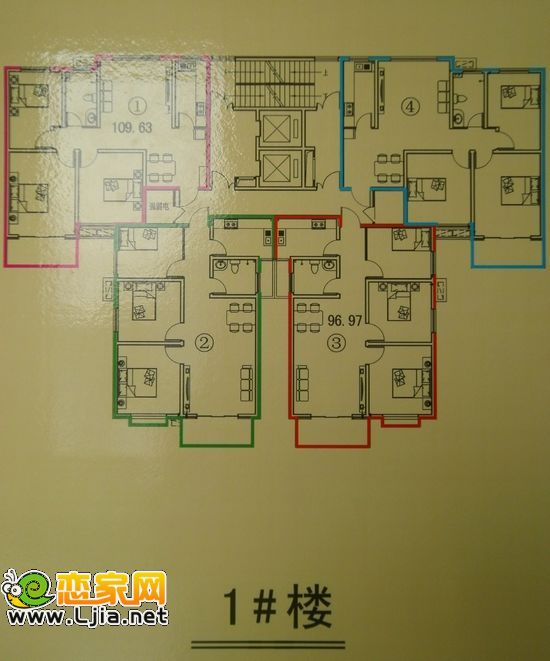 盛錦花園1#樓的戶型分布圖