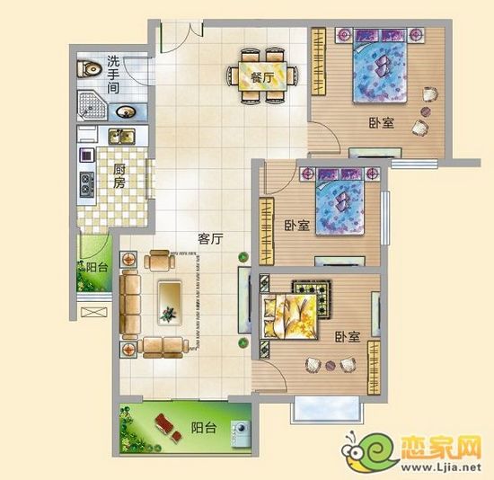 錦繡江南戶型  三室兩廳一衛(wèi)   面積約為：114.75㎡